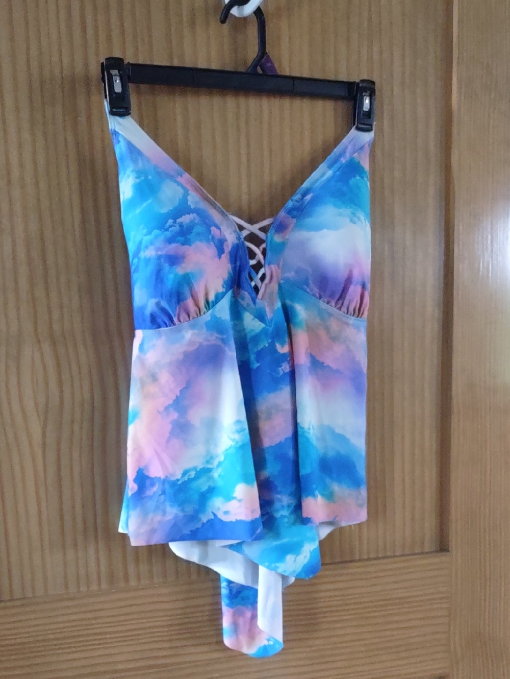 2X torrid Blue and Pink Cloud-Print Tankini Top